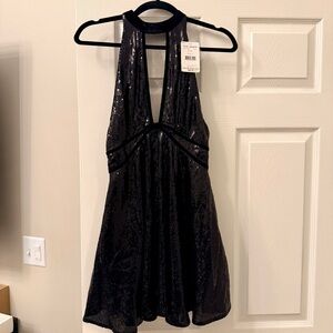 Free People Black Sequin Short Dress Sz 4